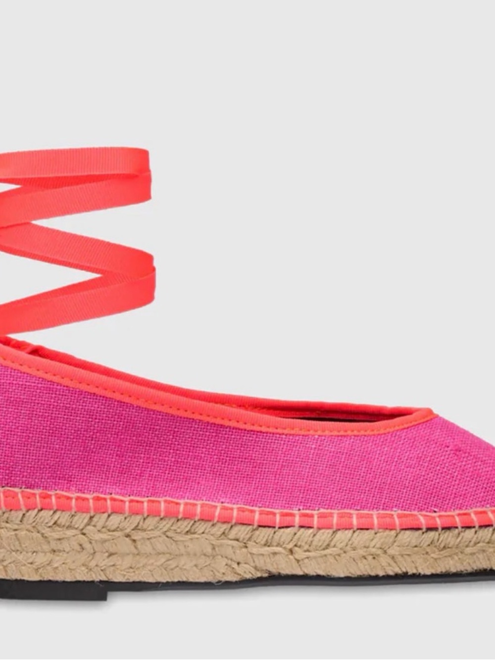 Pink Ankle-Wrap Espadrille Ballet Flat